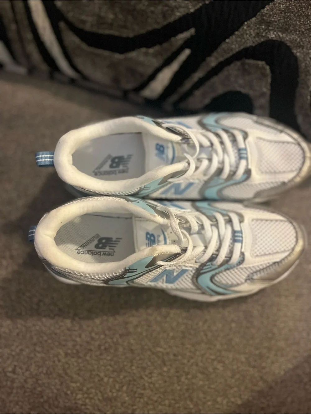 No lace New Balance Kids Light Blue & White Running Sneakers